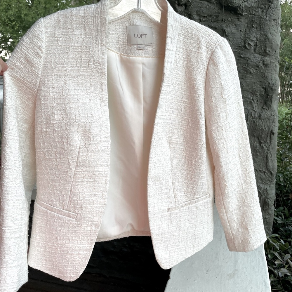 Loft off-white textured blazer - extra small petite (XSP)